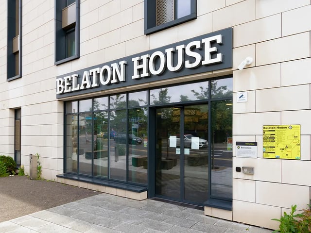 Belaton House sign with reception exterior at Yugo Belaton House in Bournemouth Student Accommodation