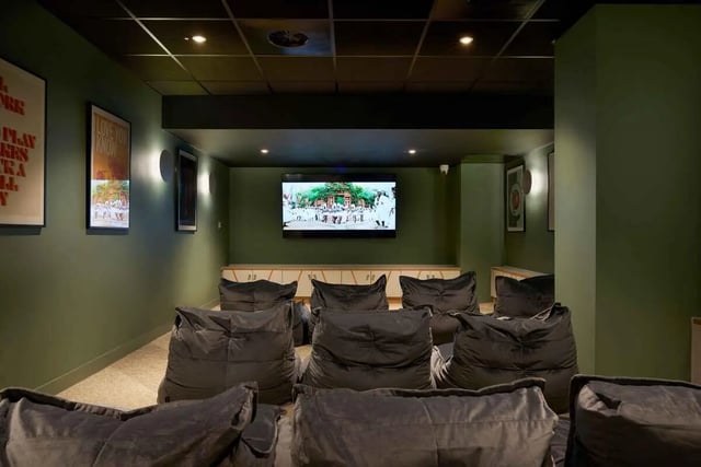 Beanbag chairs and screen in a playing area at Culver House in Bristol Student Accommodation