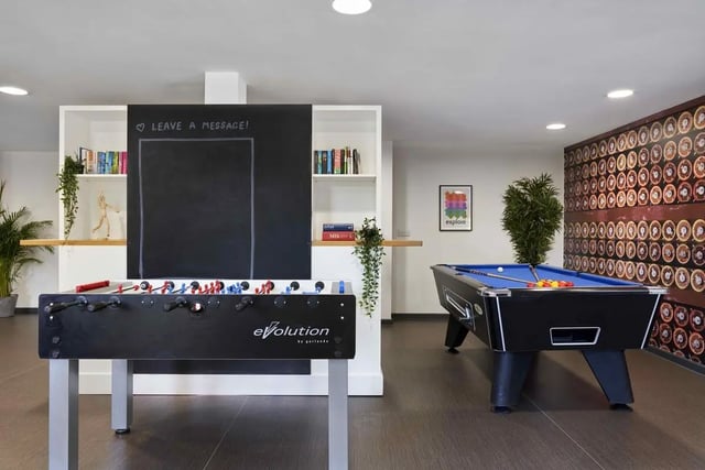 Foosball and pool table games room. at Asa Briggs House in Leeds Student Accommodation
