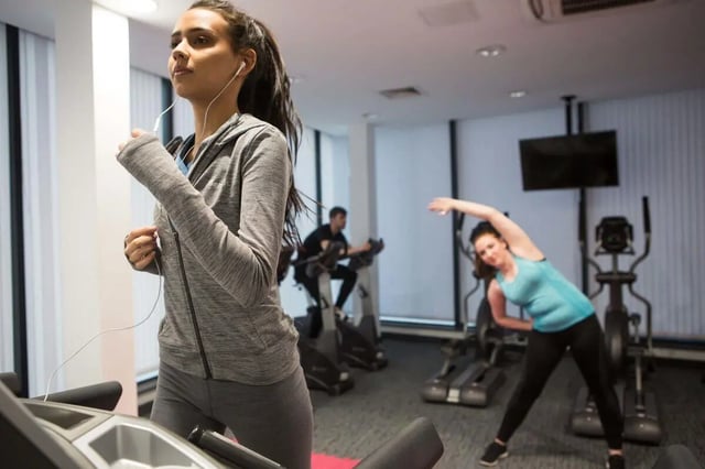 Treadmill and gym equipment fitness area at Glassworks - Liverpool in Liverpool Student Accommodation