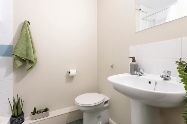 Toilet towel plants sink soap dispenser bathroom at Leadmill Point in Sheffield Student Accommodation