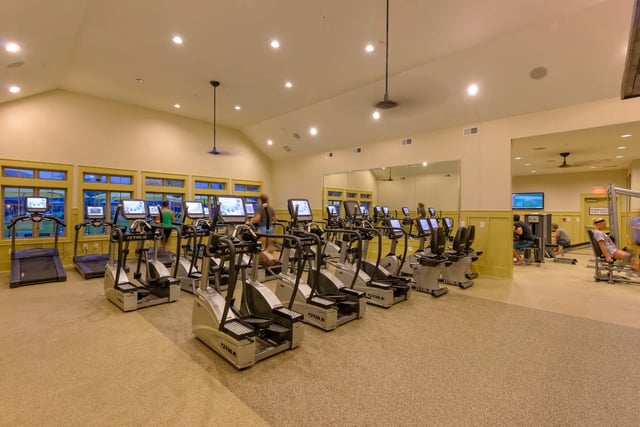 Ellipticals treadmills and weight machines fitness center at The Retreat West in Orlando Student Accommodation