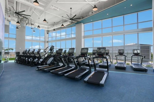 Treadmills elliptical stair climbers exercise equipment gym at Terrazul in Miami Student Accommodation