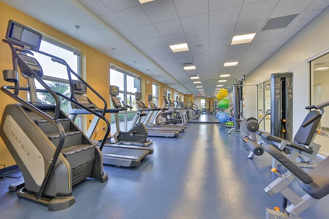 Treadmills stair climber and weight machines gym at Bayview Miami in Miami Student Accommodation