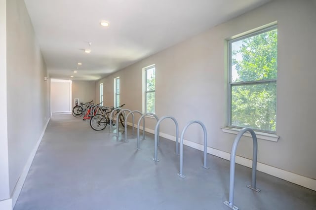Bicycles on racks in a hallway interior. at Oktiv in Tallahassee Student Accommodation