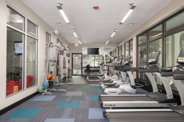 Treadmills ellipticals weight machines fitness gym at Lux 13 in Gainesville Student Accommodation