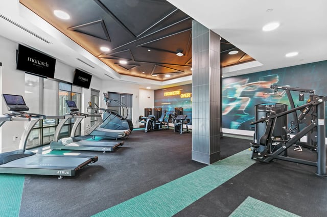 Treadmills stair climber gym machines Fitness center at Monarch in Gainesville Student Accommodation