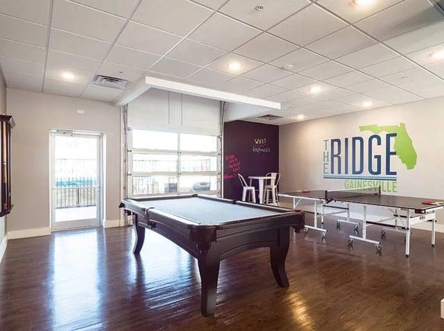 Pool table ping pong tables study area common room at The Ridge at Gainesville in Gainesville Student Accommodation