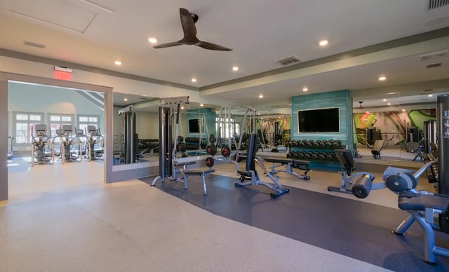 Fitness equipment weights and machines gym at The Retreat at Gainesville in Gainesville Student Accommodation