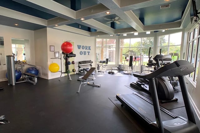 Treadmills ellipticals weights workout gym room at Tivoli Orlando in Orlando Student Accommodation
