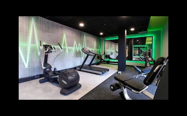 Gym equipment including treadmill elliptical and weights gym at Southampton Crossings in Southampton Student Accommodation