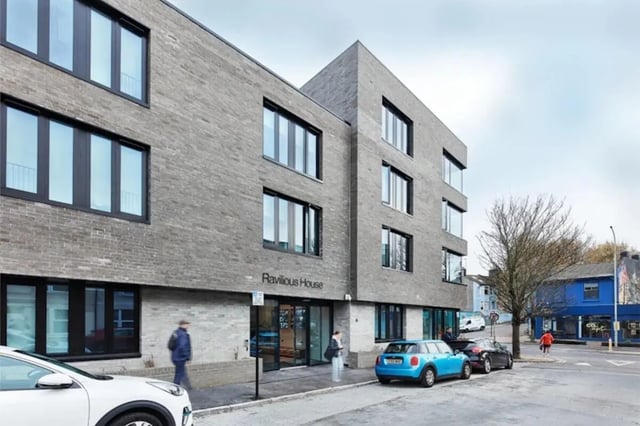 Modern brick building with large windows exterior at Ravilious House in Brighton Student Accommodation