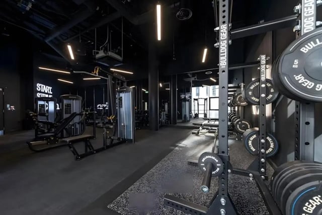 Gym equipment racks weights and machines fitness area at Luxurio in Loughborough Student Accommodation