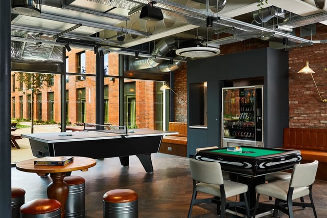 Ping pong table and game table communal area at Vita Student Pebble Mill in Birmingham Student Accommodation