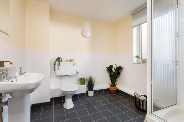 Sink toilet shower plants basket bathroom at Westhill Hall in Sheffield Student Accommodation
