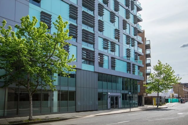 Modern building with trees and balconies exterior at Moonraker Point in London Student Accommodation