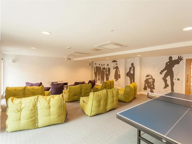 Beanbag chairs and ping pong table recreation area at Roman House Newcastle in Newcastle Upon Tyne Student Accommodation