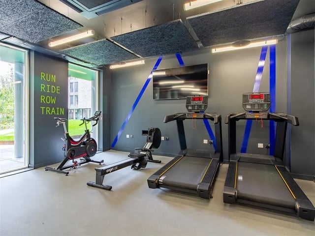Treadmills rowing machine exercise bike gym area at Benedict's Gate in Norwich Student Accommodation