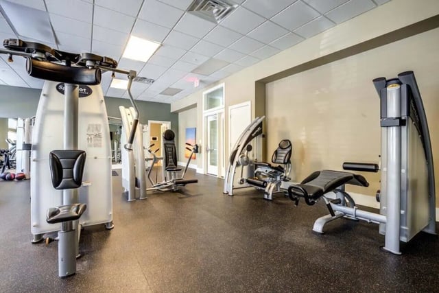 Workout machines with seats and weights gym at The Union Charlotte in Charlotte Student Accommodation