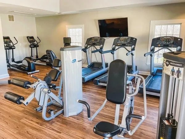 Treadmills weight machines and elliptical machines gym at Alight Blacksburg in Blacksburg Student Accommodation