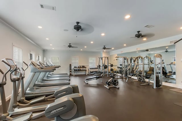 Treadmills elliptical machines weight machines gym. at Ikon in Athens Student Accommodation