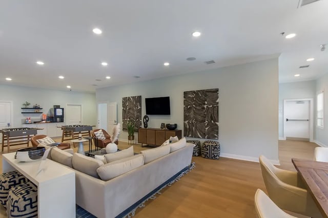 Sofa foosball tables and TV lounge area at Ikon in Athens Student Accommodation
