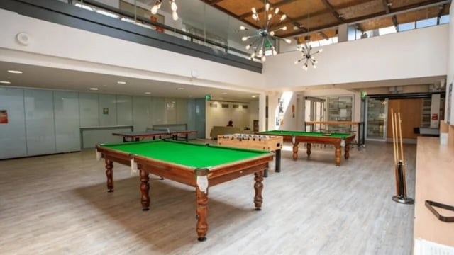 Pool tables foosball ping pong table recreation area at La Trobe University - Chisholm College in Melbourne Student Accommodation