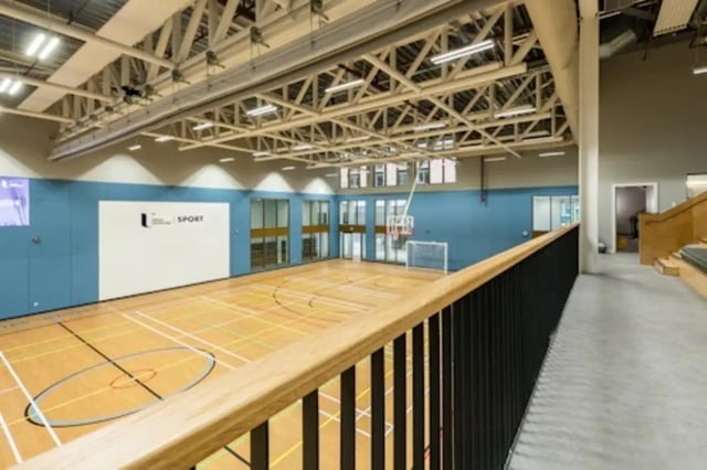 Indoor sports court with basketball hoop and goal Image Type at Nelson Place in Belfast Student Accommodation