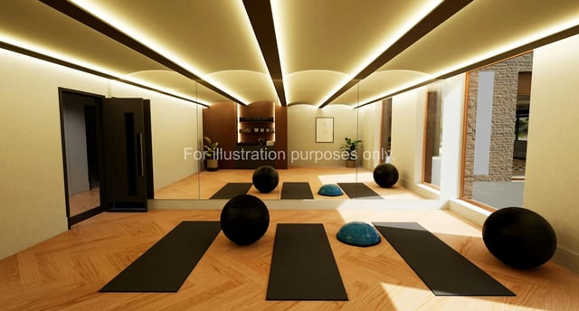 Yoga mats exercise balls and Bosu balls fitness studio at The Sail Works in Lancaster Student Accommodation