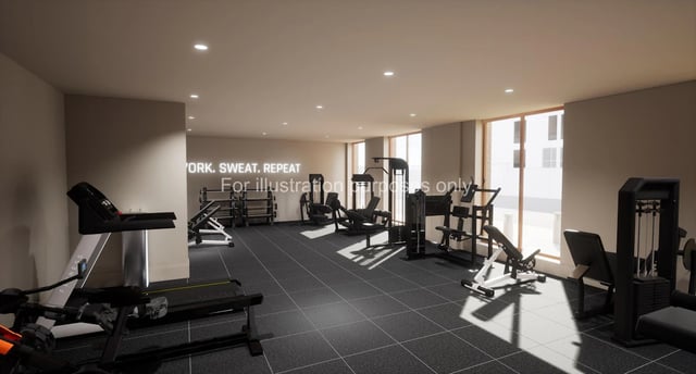 Treadmills and weight machines in a gym. at The Sail Works in Lancaster Student Accommodation