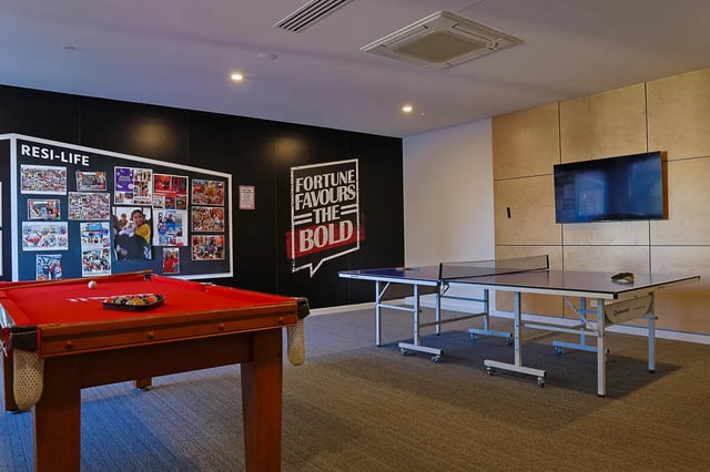Pool table and ping pong tables recreational room at dwell East End Adelaide in Adelaide Student Accommodation