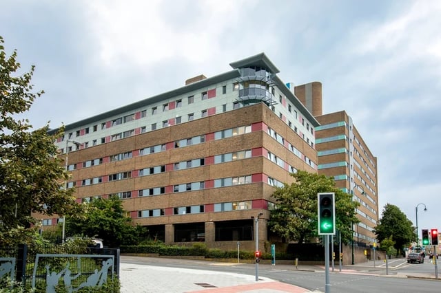 Modern building with many windows exterior at Orion Point in Southampton Student Accommodation