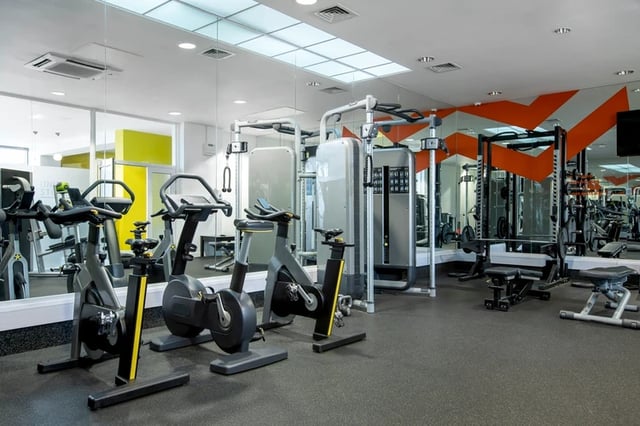 Exercise bikes weight machines gym area at Orion Point in Southampton Student Accommodation