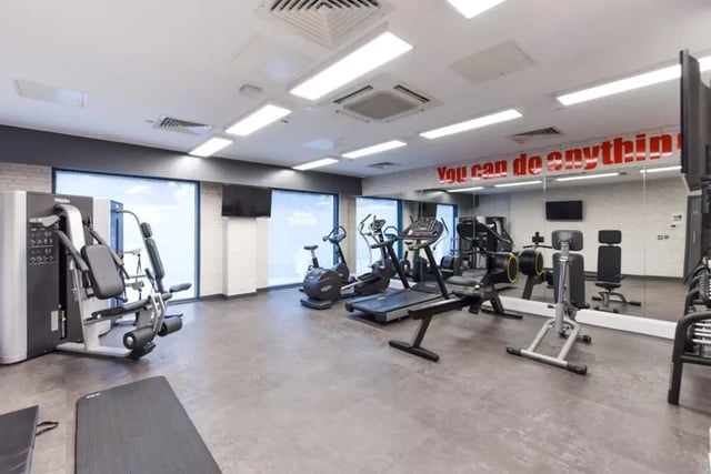Gym with treadmills exercise bikes weight machines gym. at Vincent Place in Southampton Student Accommodation