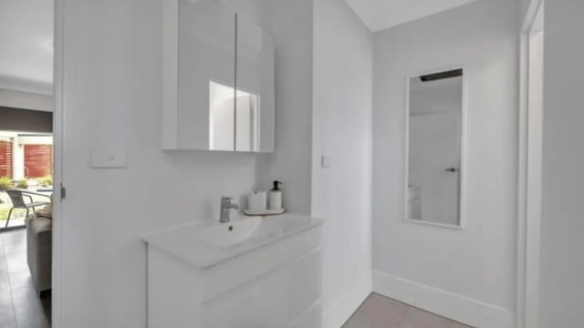 Vanity mirror sink and toiletries bathroom at Western Sydney University Hawkesbury Village in Sydney Student Accommodation