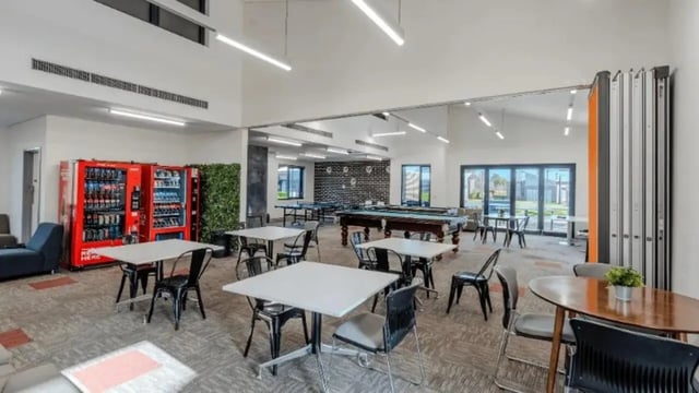 Vending machines pool tables seating and tables common area at Western Sydney University Hawkesbury Village in Sydney Student Accommodation