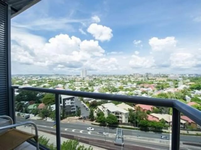 Balcony view cityscape with chairs balcony exterior at Student Living - Shafston in Brisbane Student Accommodation