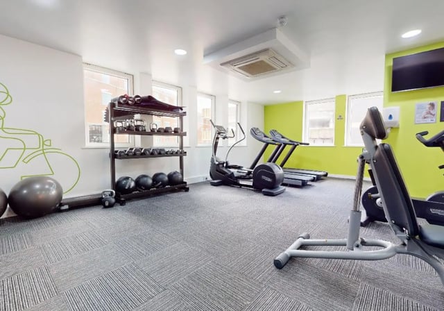 Treadmills elliptical weights exercise balls gym at iQ Newland House in Nottingham Student Accommodation