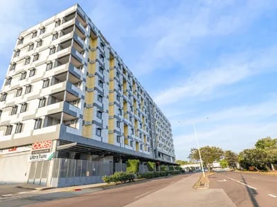 Modern student accommodation building with balconies exterior at UniLodge Darwin in Darwin Student Accommodation