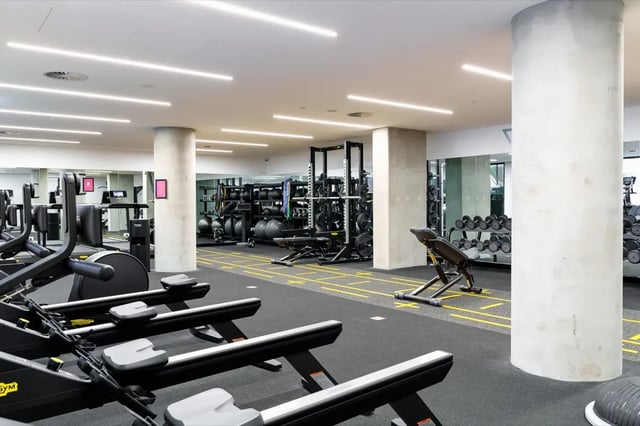 Rowing machines weights rack exercise machines Gym at The Switch Melbourne Victoria Market in Melbourne Student Accommodation
