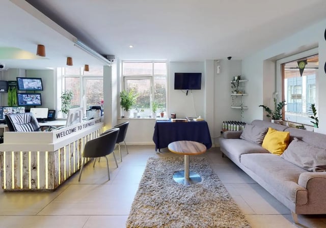 Welcome desk sofa lounge area reception at iQ Tufnell House in London Student Accommodation