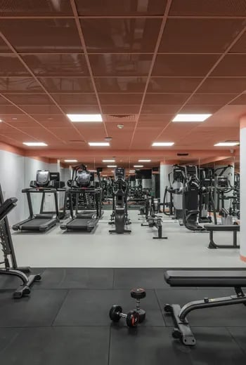 Treadmills ellipticals rowing machines gym equipment gym at ARK Wembley in London Student Accommodation