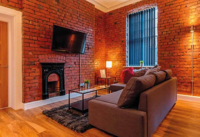 Sofa coffee table and television living room at Ashton House in Manchester Student Accommodation