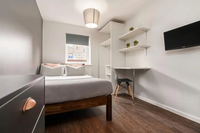 Bed with desk and shelves Bedroom at 28 Church Street in Nottingham Student Accommodation