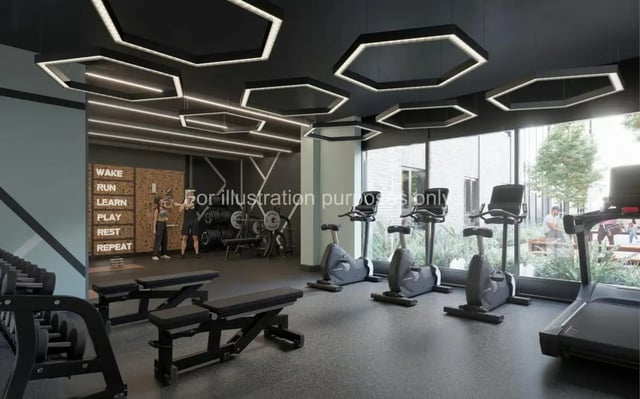 Gym equipment with treadmills and stationary bikes Fitness gym at Wilson House in Oxford Student Accommodation