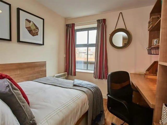 Bed desk chair framed art window bedroom at Abbeygate in Chester Student Accommodation