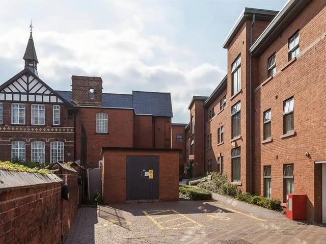 Brick buildings with pitched roofs and windows exterior at Abbeygate in Chester Student Accommodation