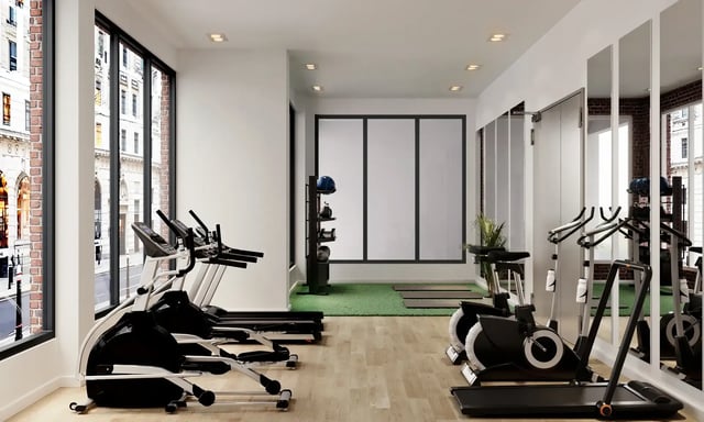 Ellipticals treadmills and stationary bikes gym. at Telephone House in Dundee Student Accommodation