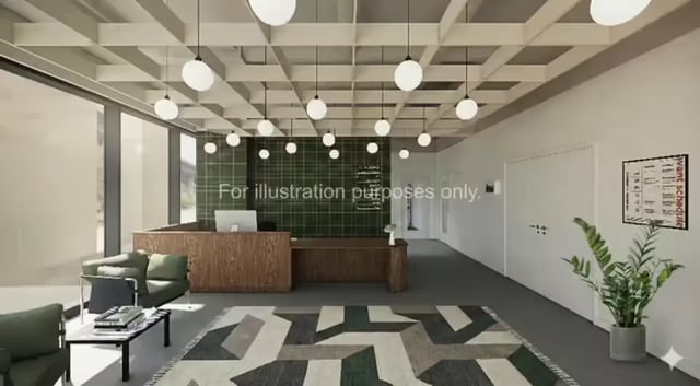 Reception area with lounge seating and desk living room at City Wharf in Glasgow Student Accommodation