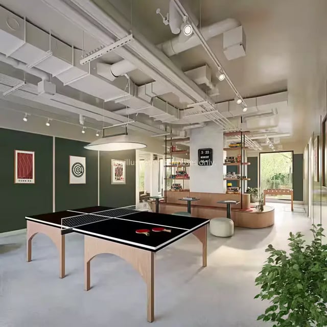 Ping pong tables and foosball table lounge area at City Wharf in Glasgow Student Accommodation